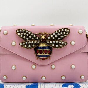 Gucci Nappa Pearl Studded Mini Queen Margaret Broadway Shoulder Bag/Final sale